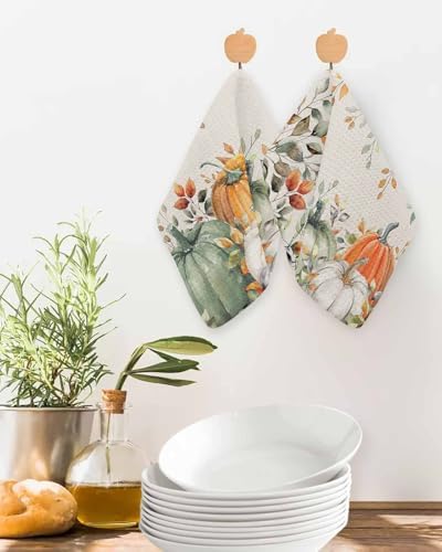 Golden Sage Pumpkin Dish Towel Set