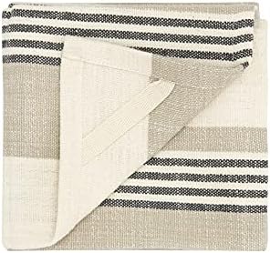 Creative Co-Op Striped Cotton Tea Towels Set of 3 Tan Grey