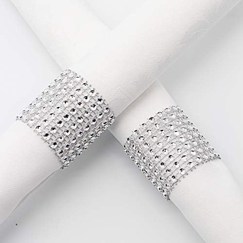 Elegant Rhinestone Napkin Rings 120 Pack Silver Perfect for Weddings Parties