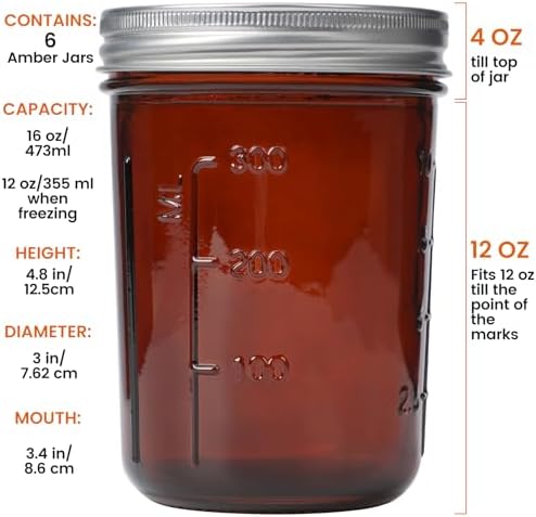 Korangi Amber Glass Mason Jars Multi-Purpose Storage Cooking