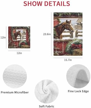 Habtucy 12x12 Waffle Dish Towels Perfect for Christmas Harvest Red 2-Pack