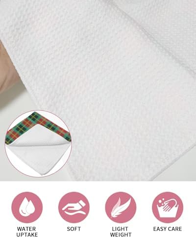 Quick-Dry Buffalo Plaid Waffle Towels for Kitchen More