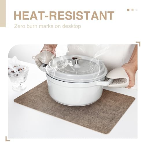 NCUE Faux Leather Placemats Set of 6 Waterproof Heat Resistant