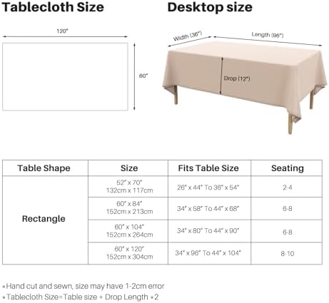 Elegant Khaki Tablecloth for Rectangle Tables