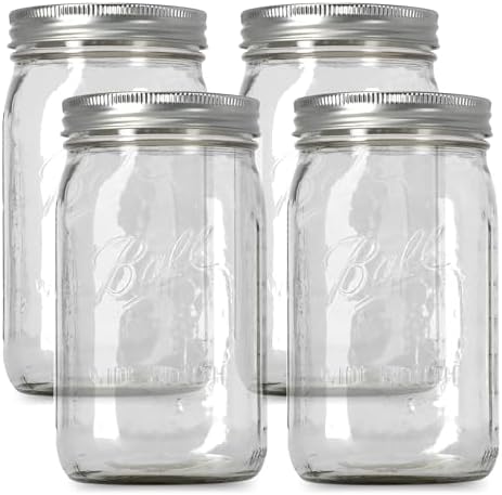Wide-Mouth Mason Jars Set of 4 32 oz