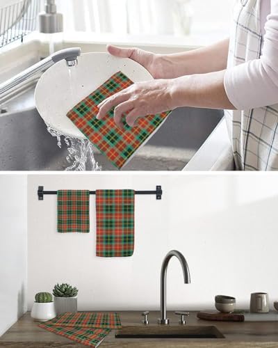 Quick-Dry Buffalo Plaid Waffle Towels for Kitchen More