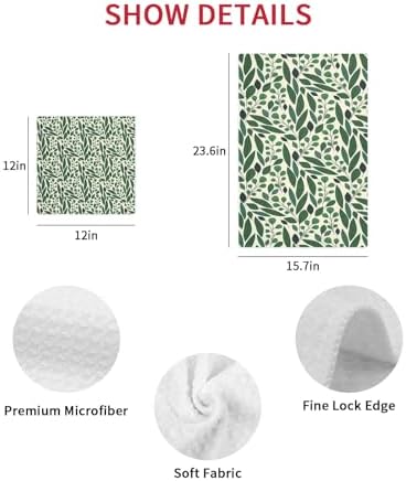 Fresh Soft Tree Leaf Waffle Kitchen Dish Towels Set of 4 12x12