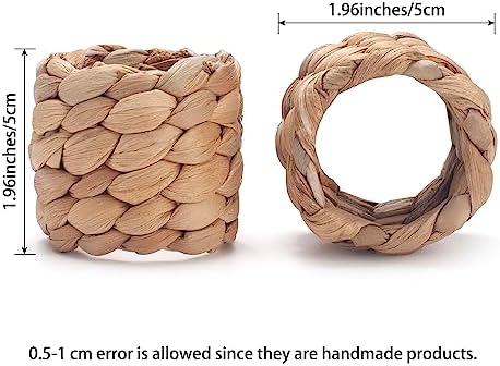 Handmade Water Hyacinth Napkin Rings Set of 6