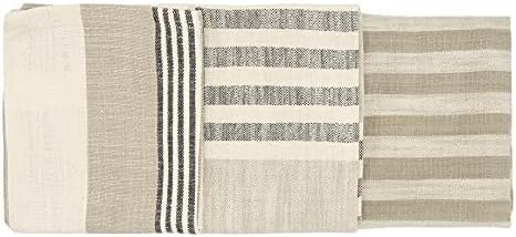 Creative Co-Op Striped Cotton Tea Towels Set of 3 Tan Grey