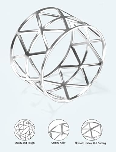 12 Pack Napkin Rings Silver Design for Weddings Dinners Parties Christmas Silver