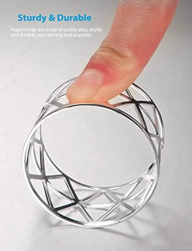 12 Pack Napkin Rings Silver Design for Weddings Dinners Parties Christmas Silver