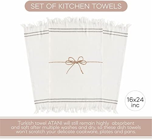 ATANI Turkish Kitchen Towels 3 Set Pure Turkish Cotton Quick-Dry Dish Towels
