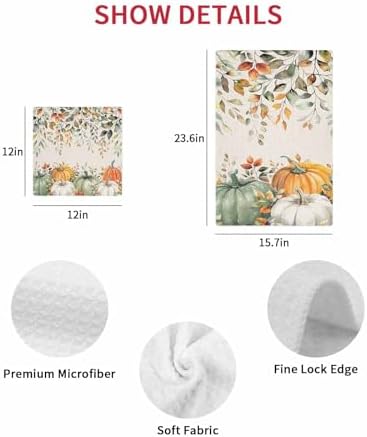 Golden Sage Pumpkin Dish Towel Set