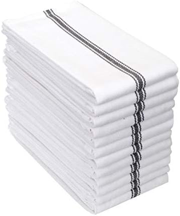 Premium Cotton Herringbone White Dish Towels Set of 12