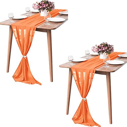 2 Pack Chiffon Table Runner for Weddings