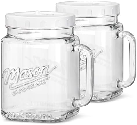 2 Pack 74 oz Glass Mason Jars with Wide Mouth