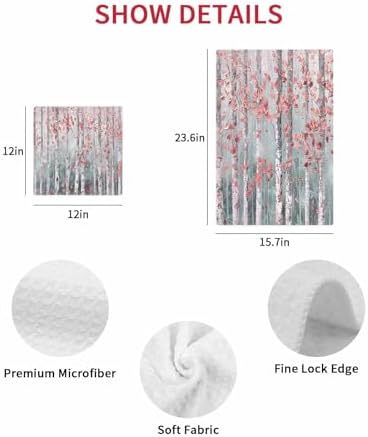Pink Tree Leaves Hand Towels Set