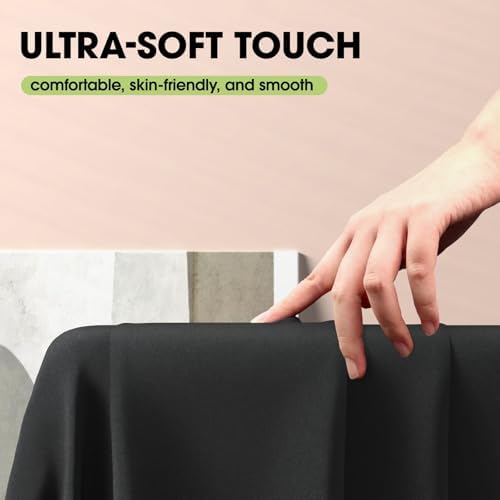 Pureegg Tablecloth - 60x84 inch Black Washable Soft Durable