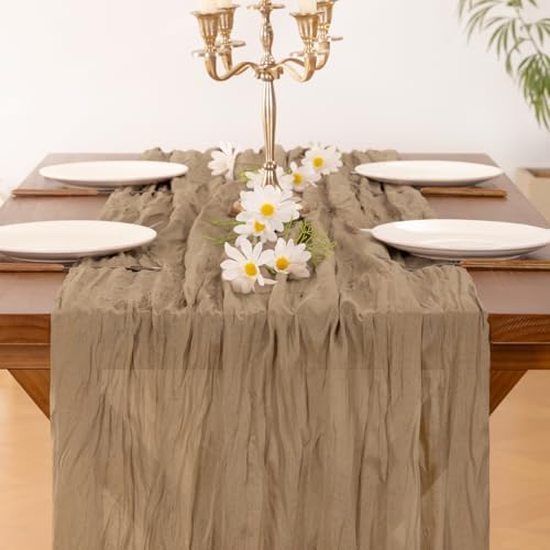 Socomi nude brown Easter cheesecloth table runner