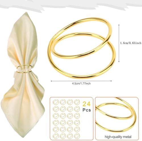 Versatile Gold Napkin Rings 24-Pack