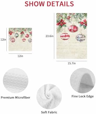Christmas Dish Towels Set Waffle Weave