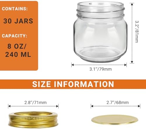 Betrome 8 oz Mason Jars Set Eco-Friendly Storage Solution