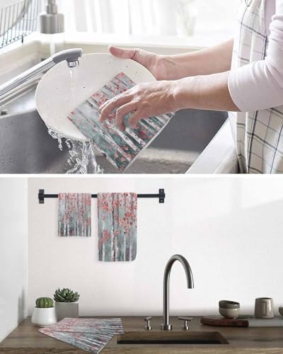 Pink Tree Leaves Hand Towels Set