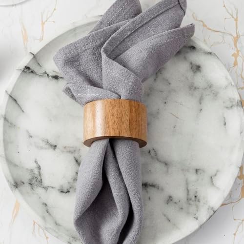 Stylish Acacia Napkin Rings Set of 6 for Weddings