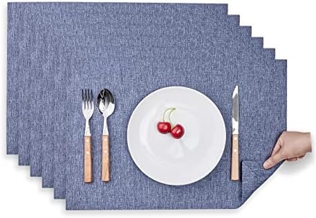 Mebakuk Cloth Placemats Machine Washable Denim Blue Place Mats for Kitchen Use