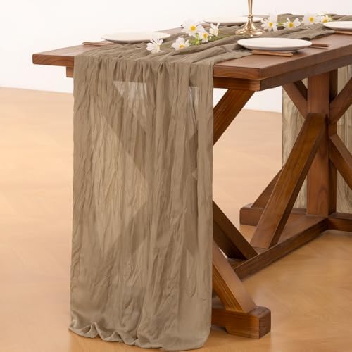 Socomi nude brown Easter cheesecloth table runner