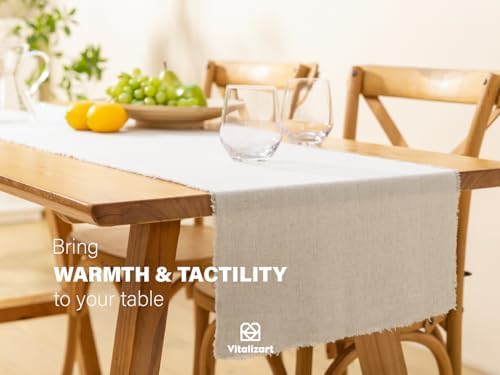 Vitalizart Beige Slub Table Runner for Rustic Dining