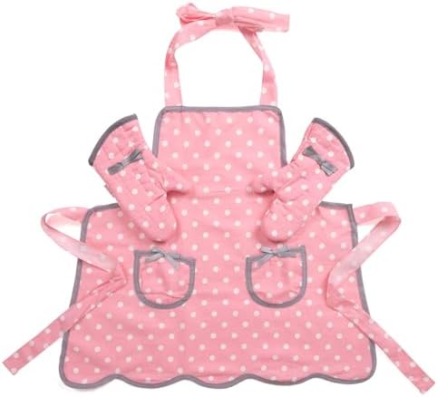 NEOVIVA Kids Apron and Oven Mitts Set for Play Kitchen
