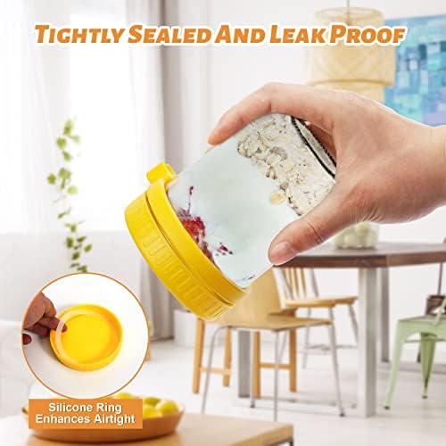 6-Piece Glass Overnight Oats Vessel Set with Lid and Spoon Holder