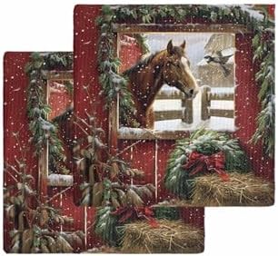 Habtucy 12x12 Waffle Dish Towels Perfect for Christmas Harvest Red 2-Pack