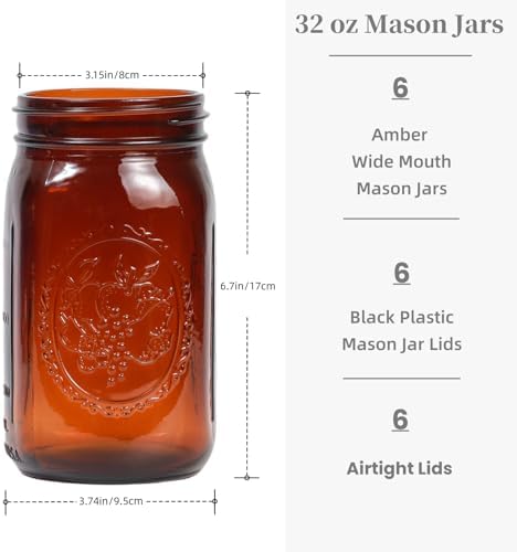 6-Pack Mason Jars Set for Preserving