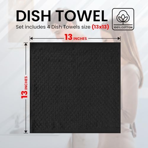 Premium Dishcloth Set - Black 100 Cotton