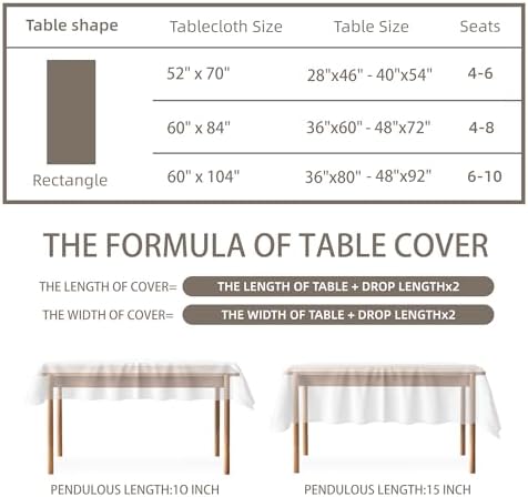 Poposa Rectangle Tablecloth Sage Green Water Resistant Stain-Resistant 52x70