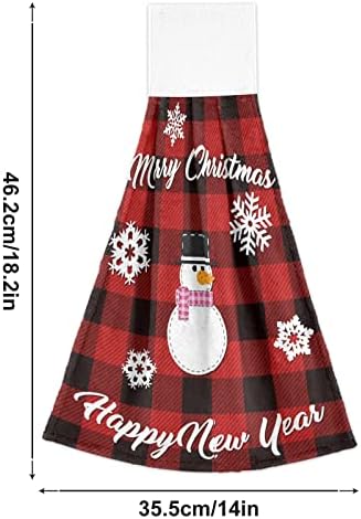 Aslsiy Christmas Snowman Plaid Kitchen Towel Set of 2