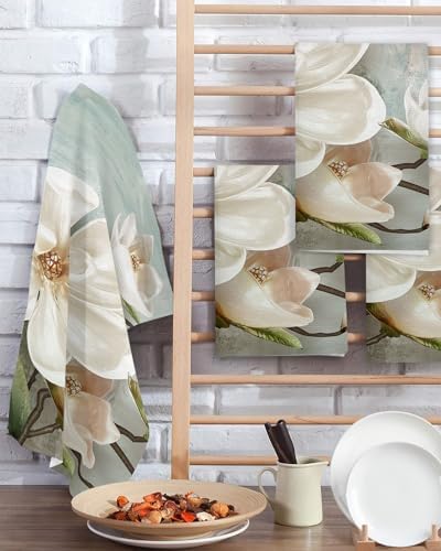 Retro White Flowers Hand Towels Set