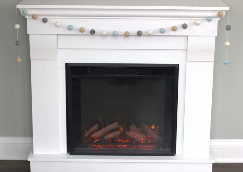 Ice Blue Almond Gray White Felt Ball Garland - 6ft - Table Runner