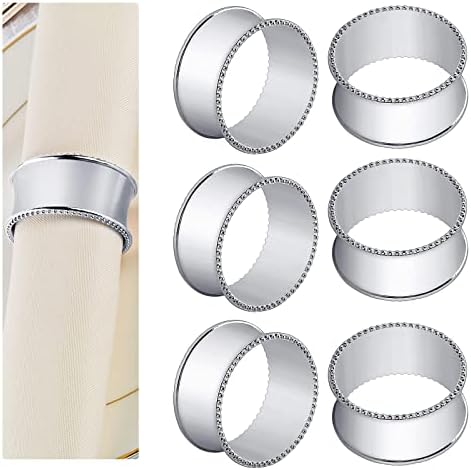 6 Stainless Steel Napkin Rings Silver