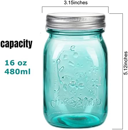 Sturdy 16 oz Teal Mason Jars with Sealed Lids