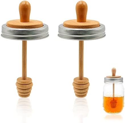 Honey Dipper Wooden Mason Jar 2PCS Set