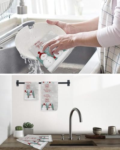 12x12 Christmas Snowman Dish Towels Set