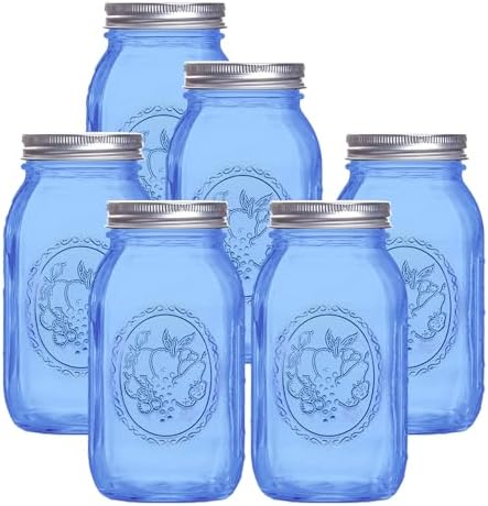 ElegantBlue 6-Piece Mason Jars