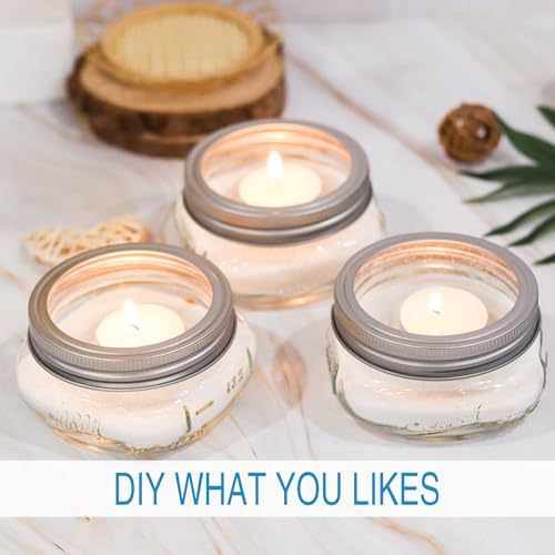 16 Pack 8 oz Wide Mouth Mason Jars with Silver Lids Bands
