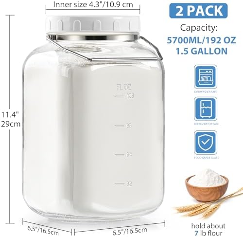 15 Gallon Glass Jars with Airtight Lid for Canning Storage