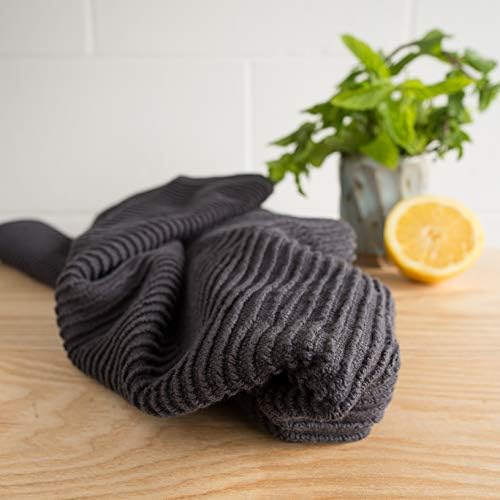 Now Designs Ripple Kitchen Towels Set of 2 Black - Declutter Your Kitchen Instantly