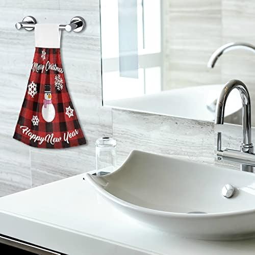 Aslsiy Christmas Snowman Plaid Kitchen Towel Set of 2