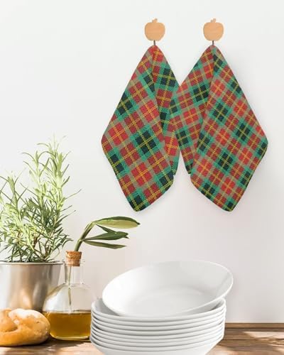 Quick-Dry Buffalo Plaid Waffle Towels for Kitchen More